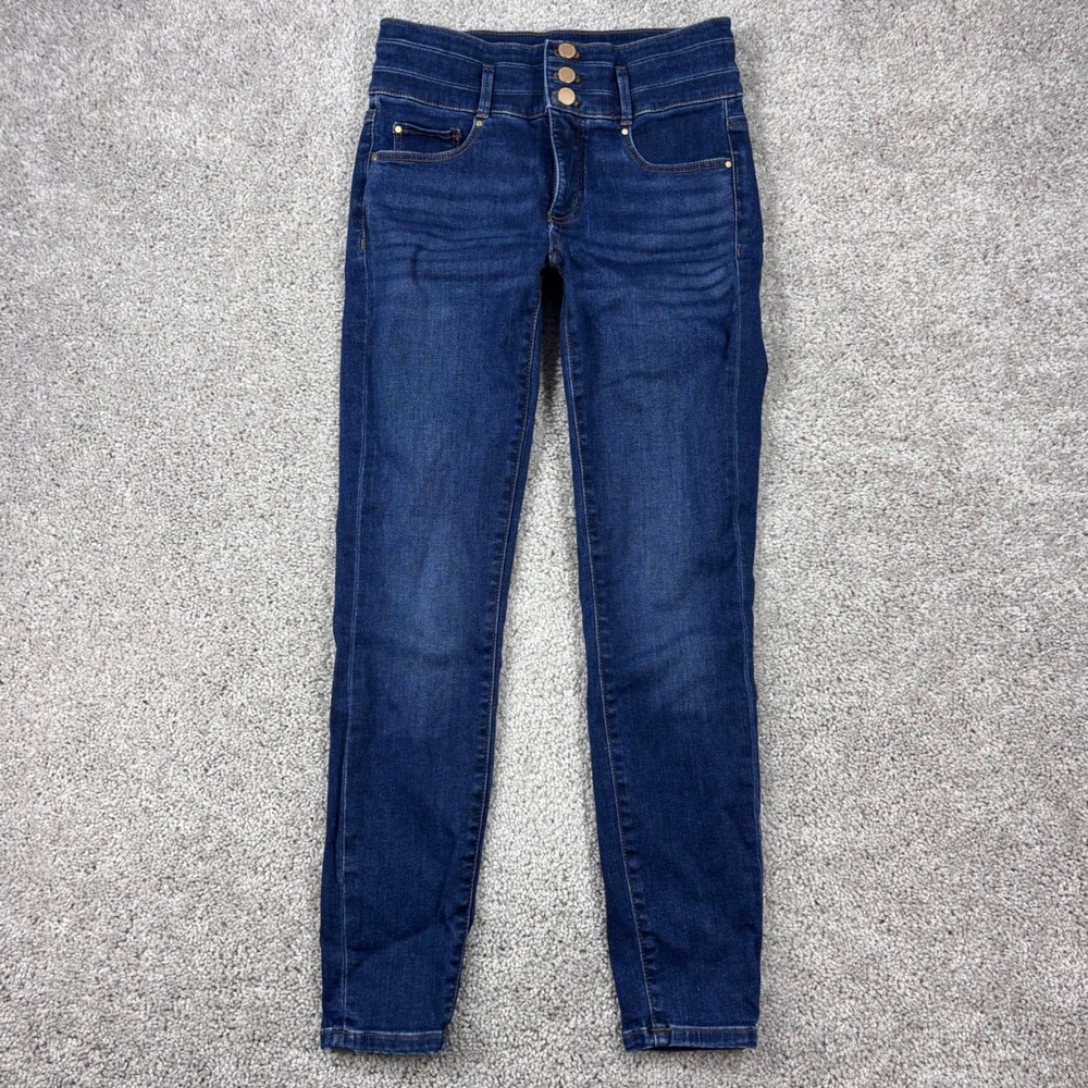 Ann Taylor Womens High Rise Skinny Jeans Dark‎ Wash Blue Size 2 Stretch Denim